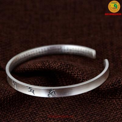 Vòng tay bạc khắc Om Mani Padme Hum